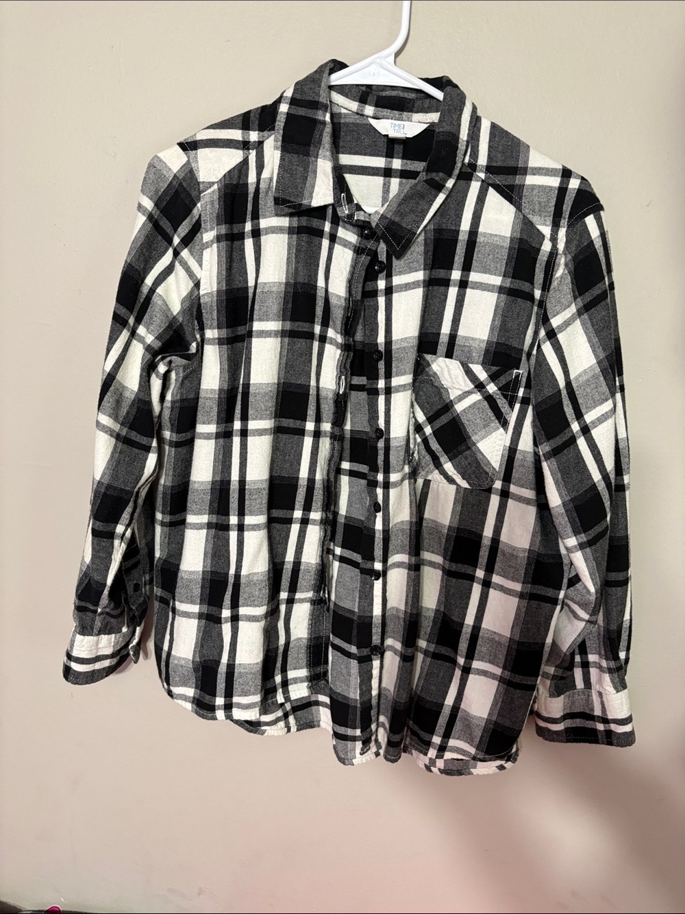 Black & White Plaid Button-Up Shirt